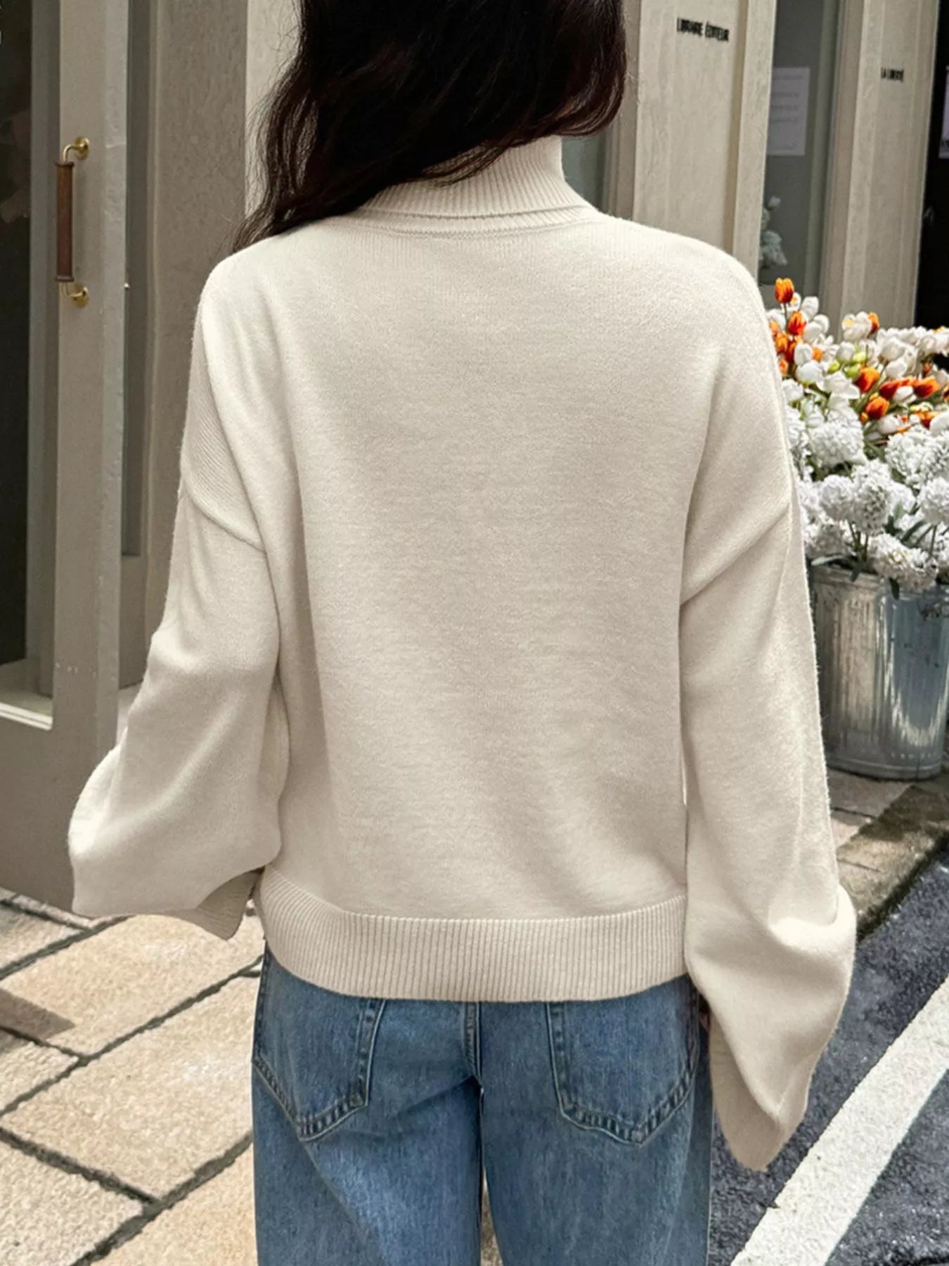 Turtleneck Long Sleeve Sweater OutfitFlow