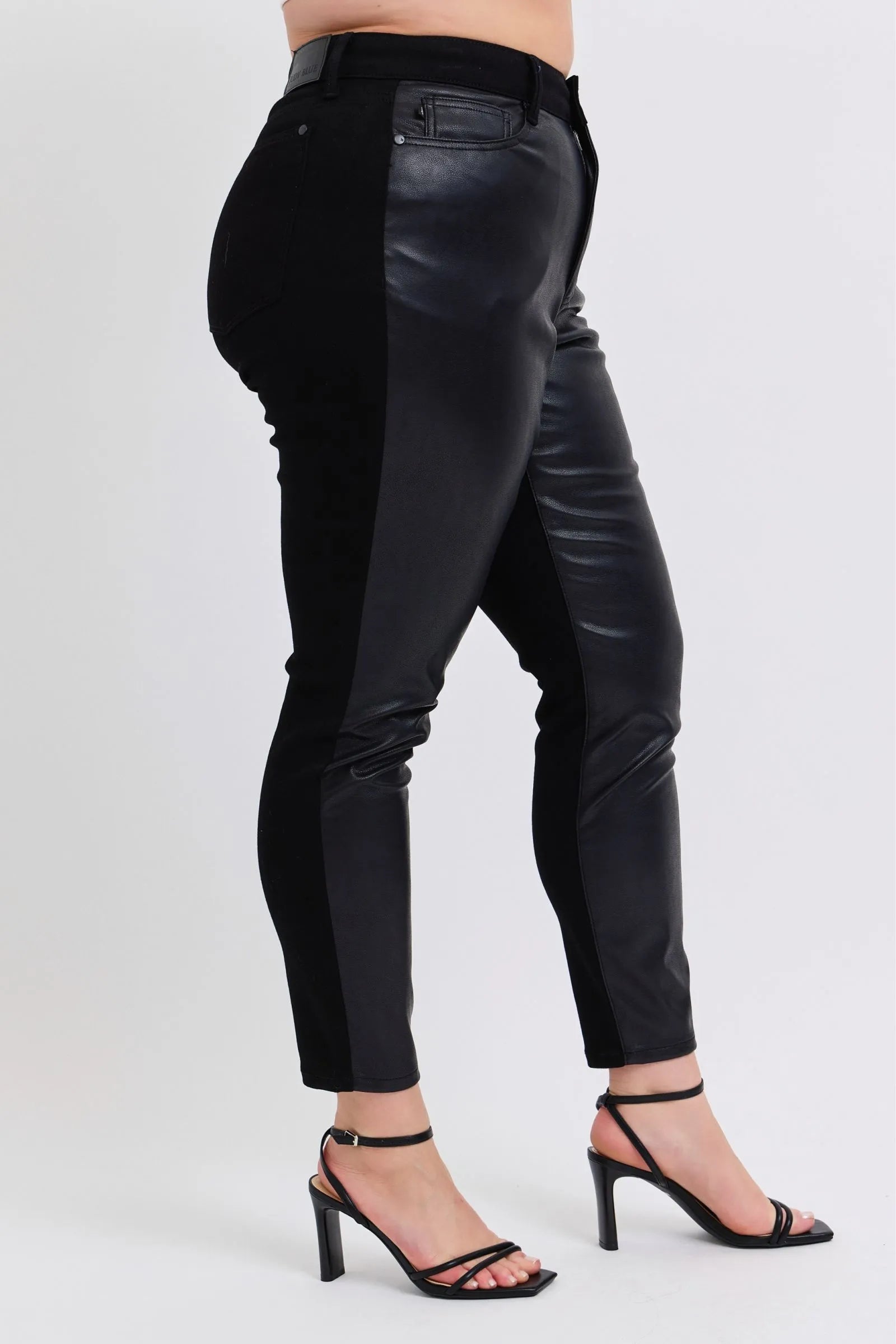 Judy Blue Plus Size HW Faux Leather Skinny Pants OutfitFlow