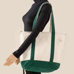 Fame Contrast Trim Tote Bag OutfitFlow