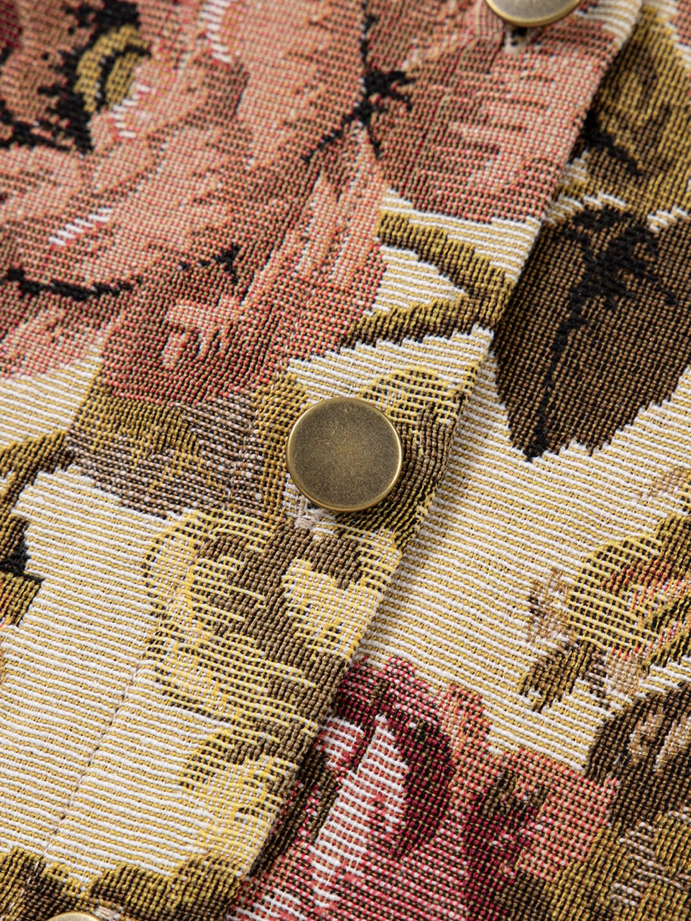 Floral Waffle Knit Patchwork Chest Pockets Buttoned Jacket OutfitFlow