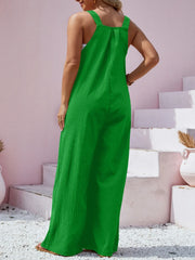 Plus Size Square Neck Wide Leg Overalls OutfitFlow