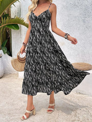 Tie Back Tiered Midi Cami Dress OutfitFlow