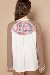 POL Plaid Number 06 Raglan Sleeve T-Shirt OutfitFlow
