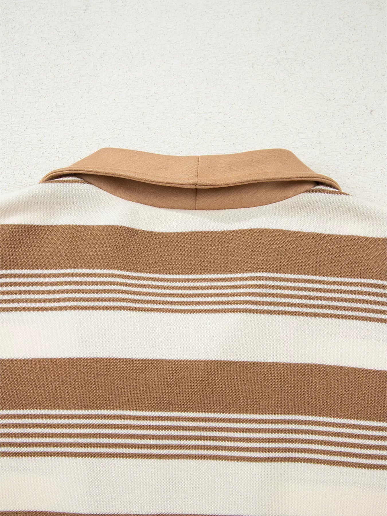 Stripe Zip Collar Patchwork Vintage Sweatshirt OutfitFlow