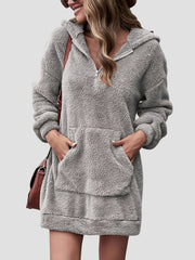 Outfit Flow - Half Zip Dropped Shoulder Oversized Hoodie