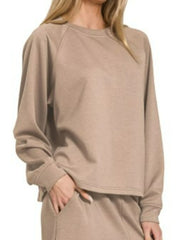 Zenana Scuba Crewneck Sweatshirt and Pants Set Trendsi