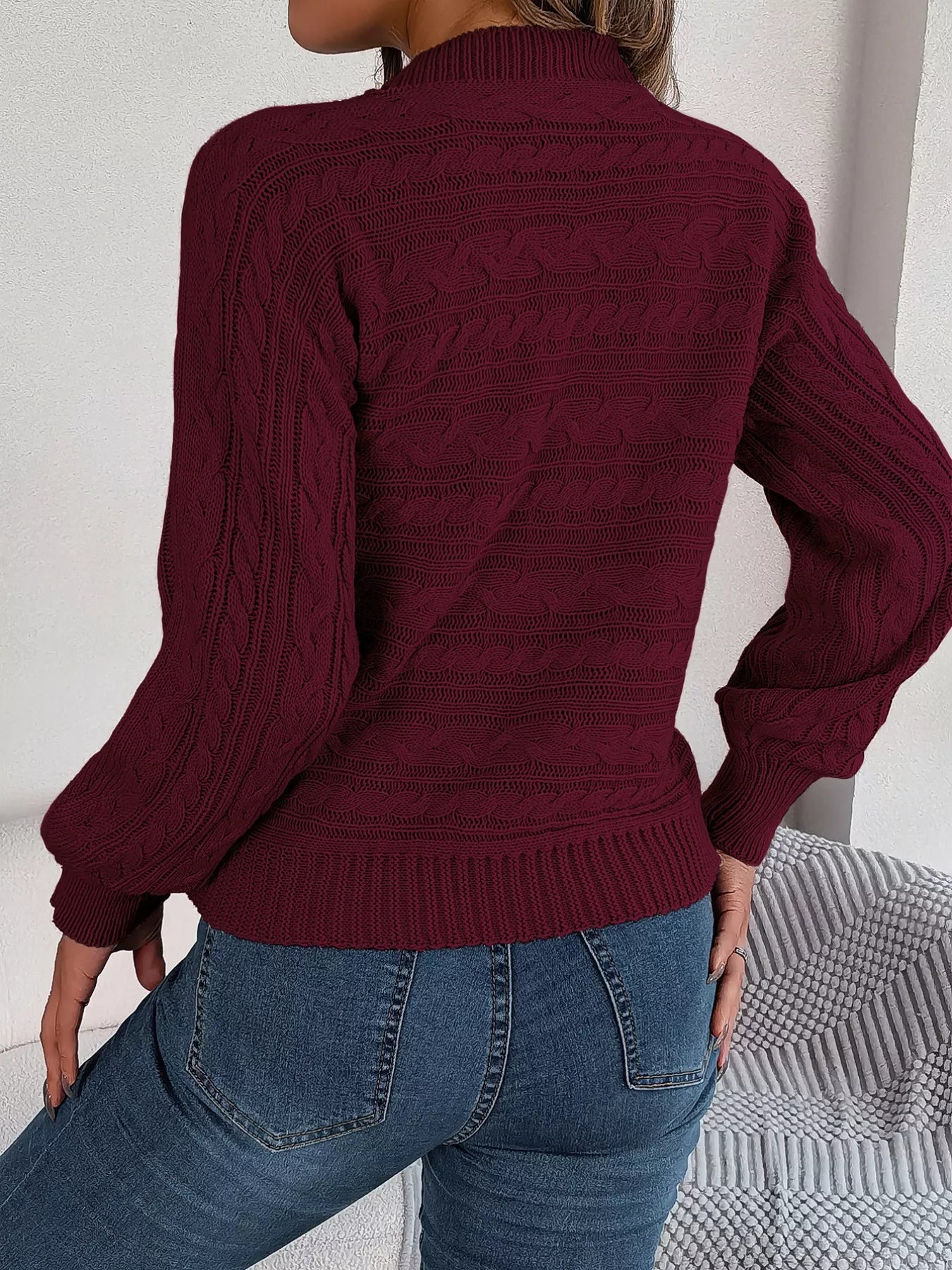 Cable-Knit Cutout Round Neck Sweater OutfitFlow