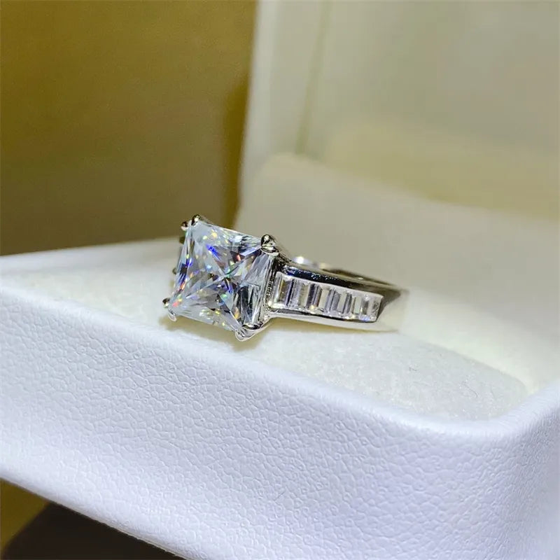 3 Carat Moissanite 925 Sterling Silver Square Shape Ring OutfitFlow