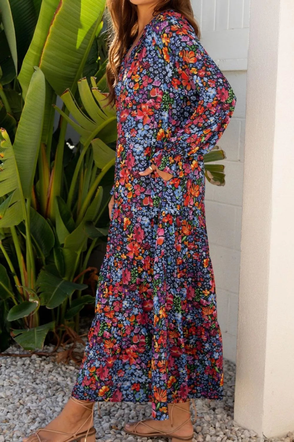 Floral Print Flounce Sleeve Dress OutfitFlow