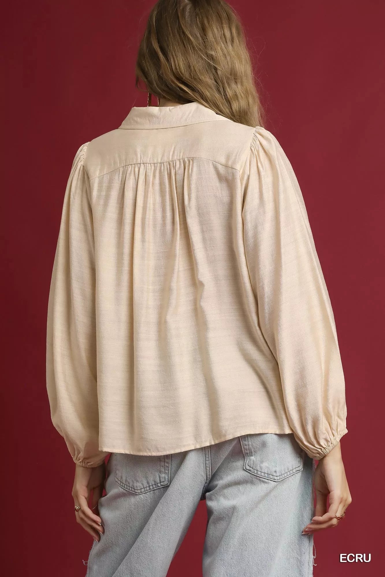 Umgee Long Sleeve Blouse with Leopard Print Trim OutfitFlow