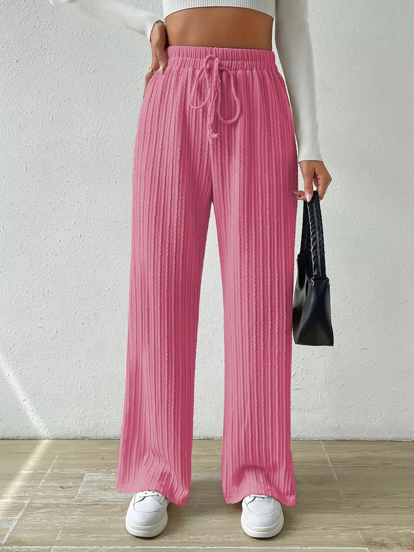 Drawstring Wide Leg Pants OutfitFlow