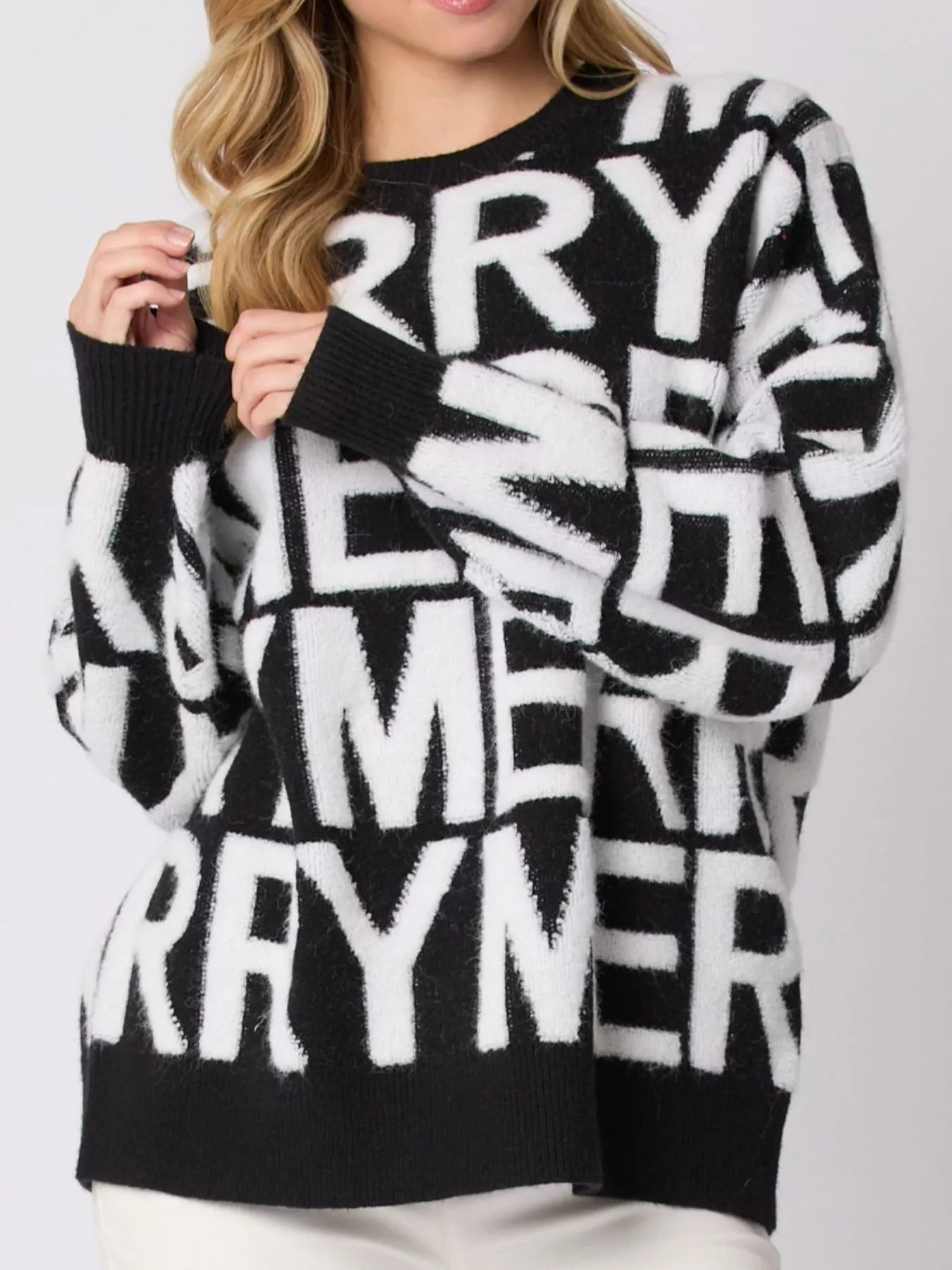 Christmas Merry Festive Holiday Sweater Black OutfitFlow