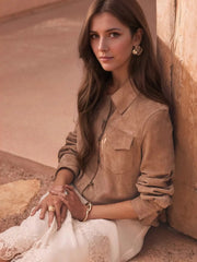 Button Front Long Sleeve Jacket OutfitFlow