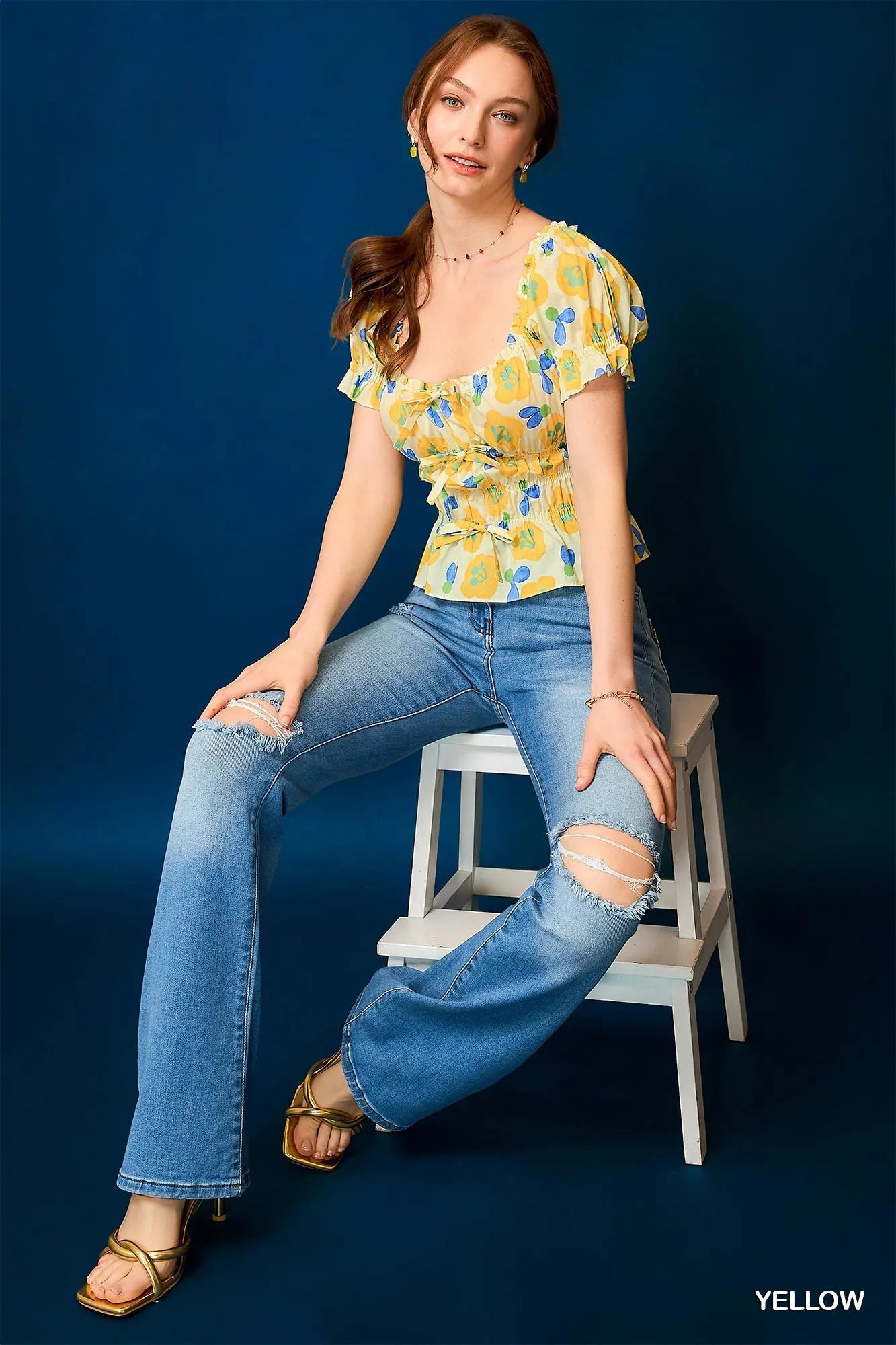 Umgee Floral Smocked Peplum Blouse OutfitFlow