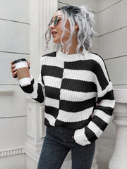 Two-Tone Dropped Shoulder Sweater Trendsi