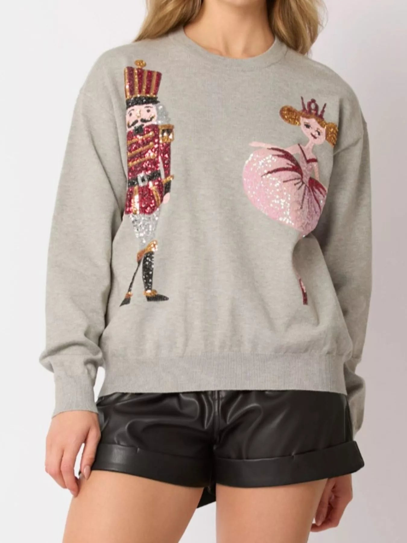 Sequined Nutcracker Long Sleeve Sweatshirt OutfitFlow