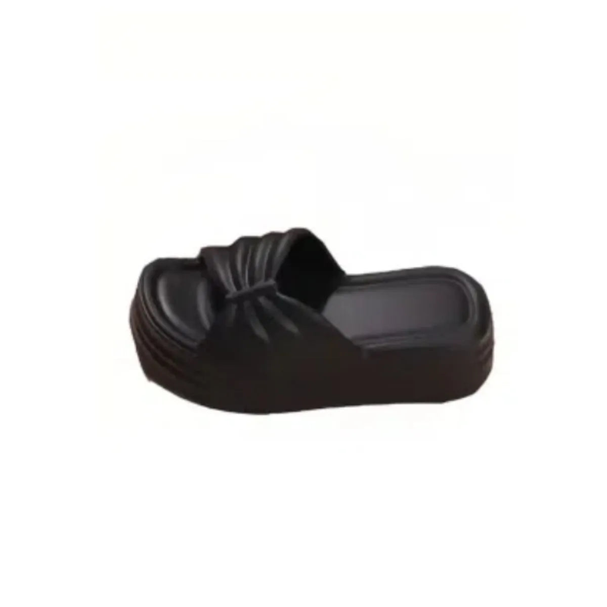 Open Toe Platform Slippers Black OutfitFlow