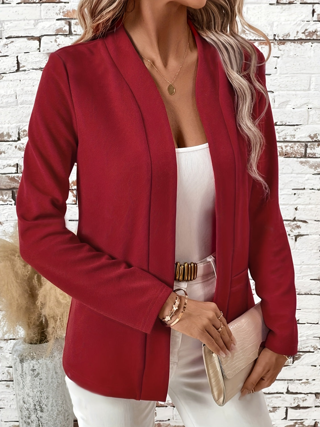 Outfit Flow - Solid Color Open Front Long Sleeve Cardigan