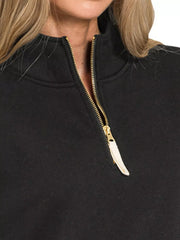 Zenana Fleece Half Zip Sweatshirt OutfitFlow