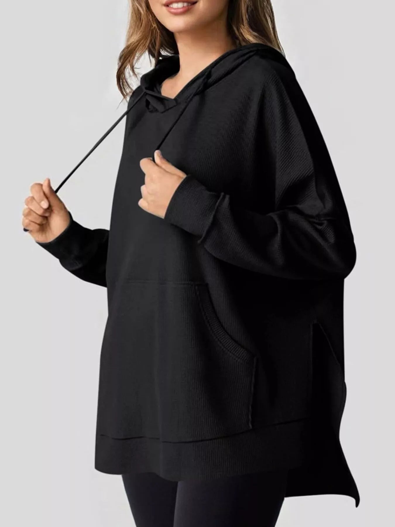 High-Low Hoodie with Kangaroo Pocket OutfitFlow