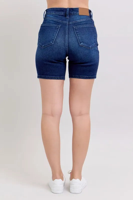 Judy Blue Full Size High Waist V-Front Bermuda Plus Size OutfitFlow