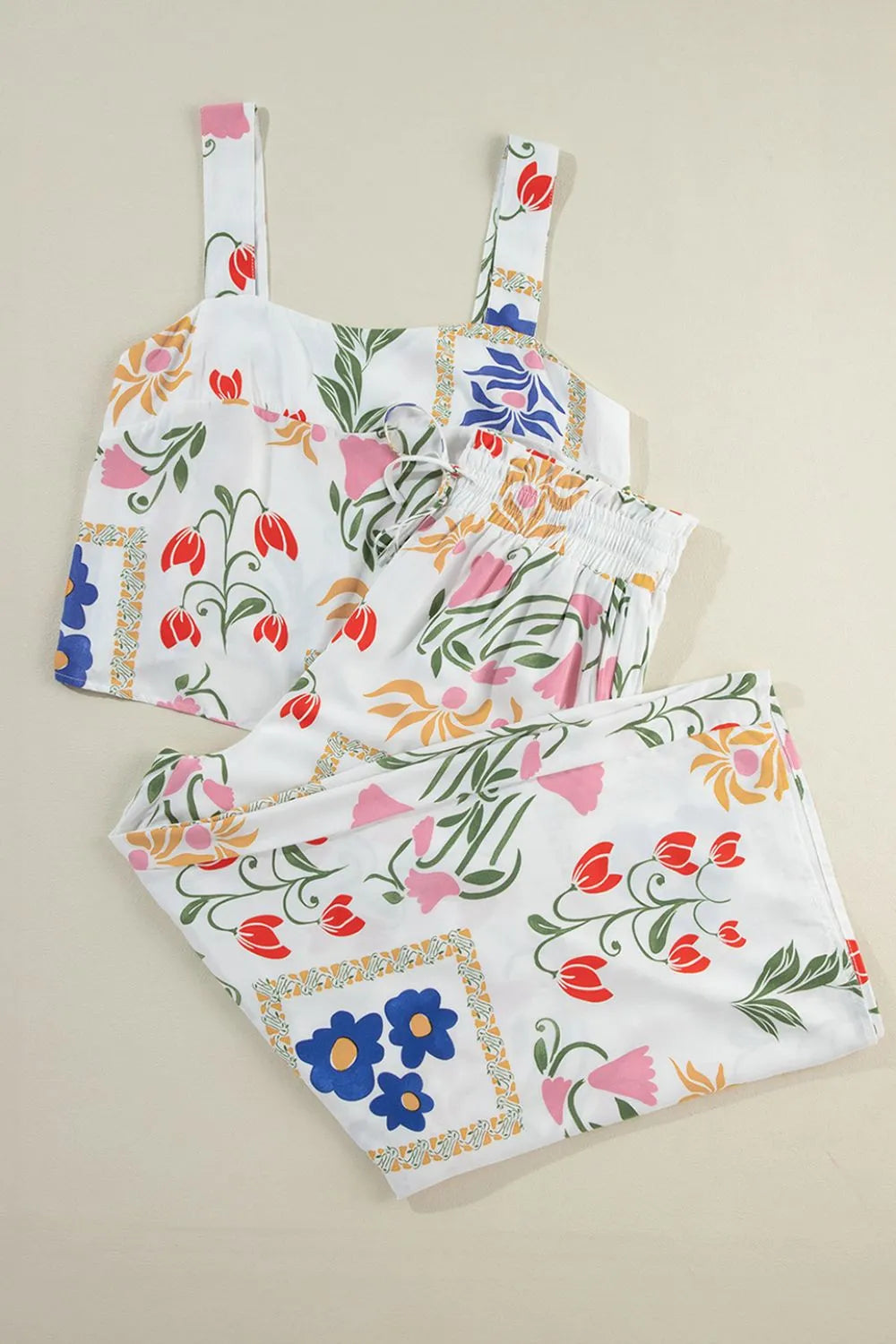 Printed Square Neck Top and Pants Set OutfitFlow