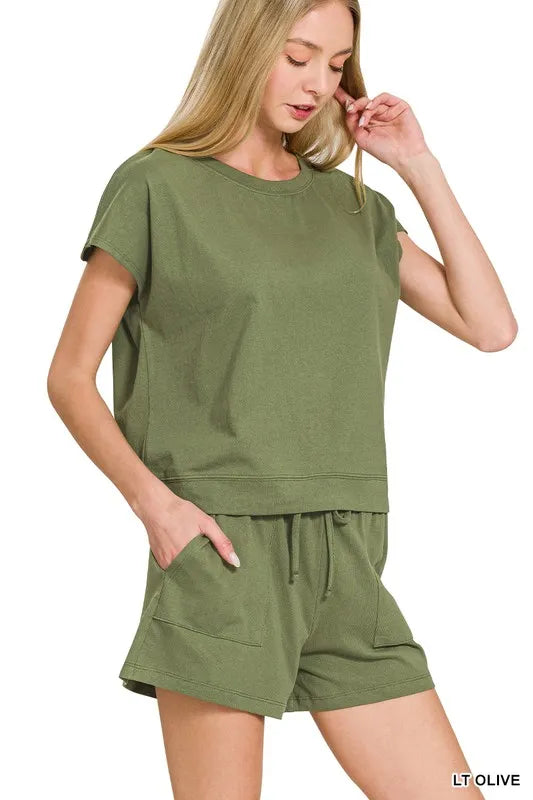 Zenana Premium Cotton Top & Shorts Set OutfitFlow