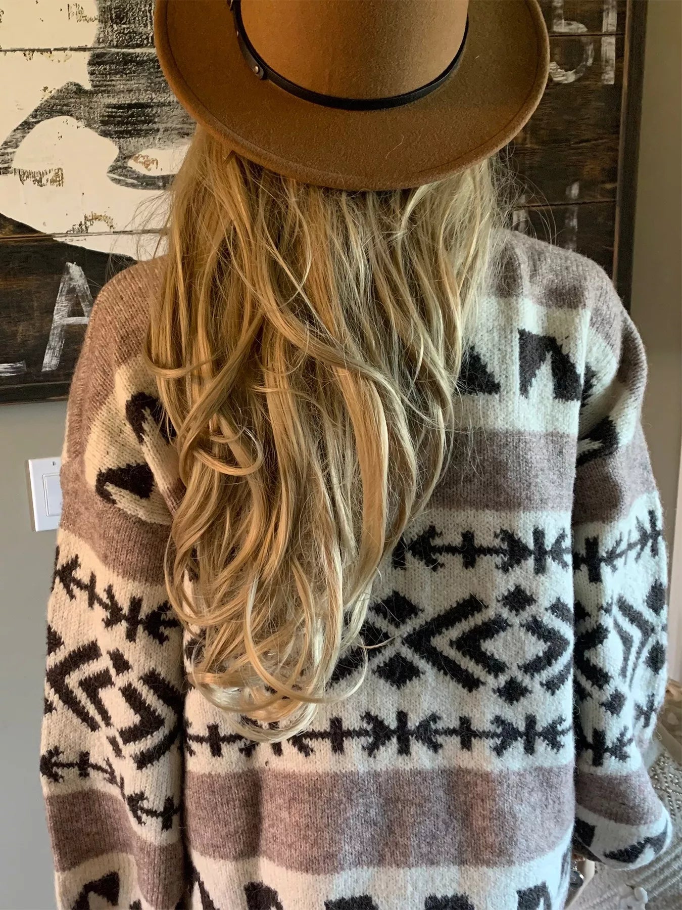 Aztec Pattern Oversized Button Up Cardigan Trendsi