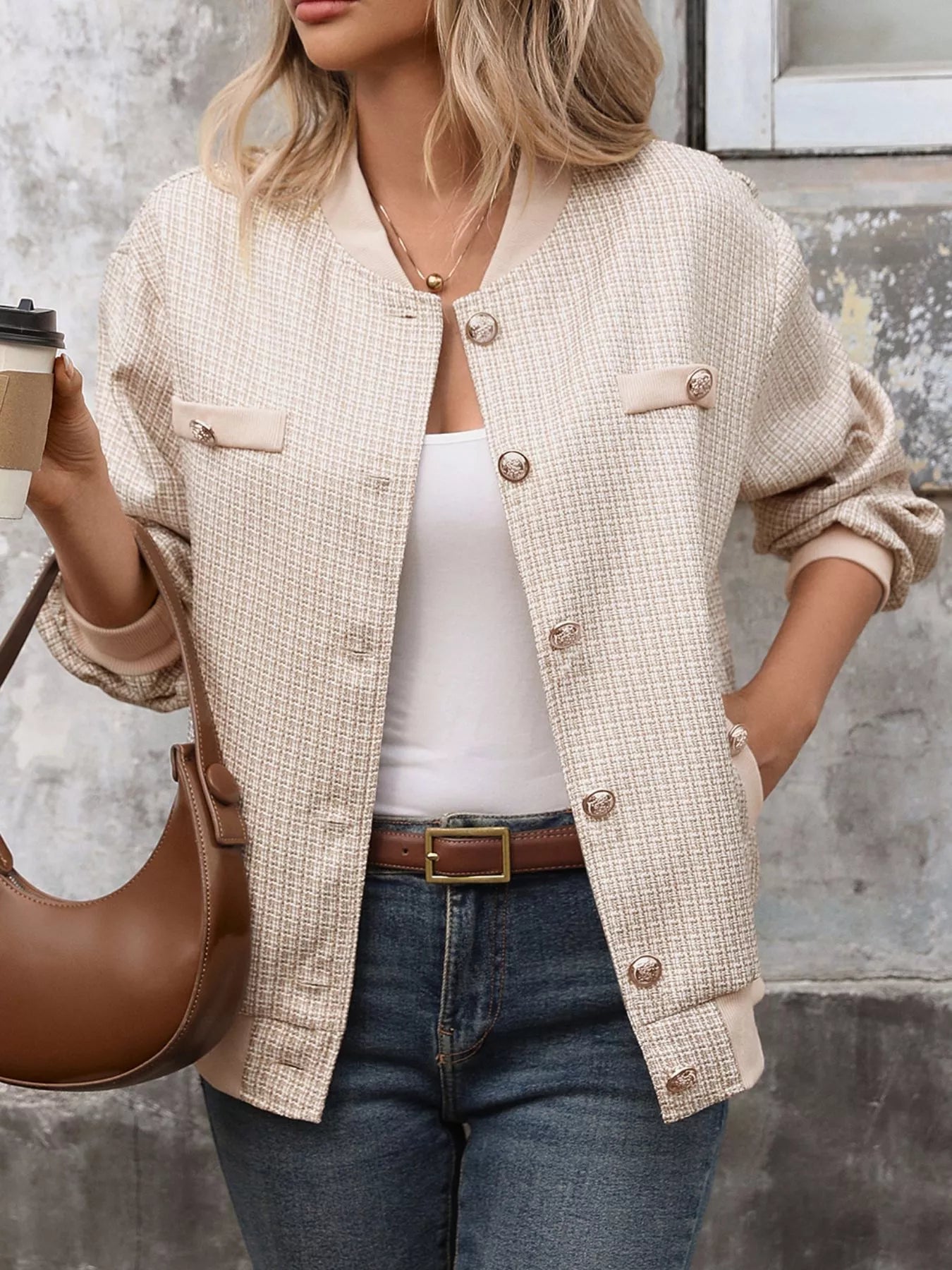 Button Up Long Sleeve Jacket Trendsi