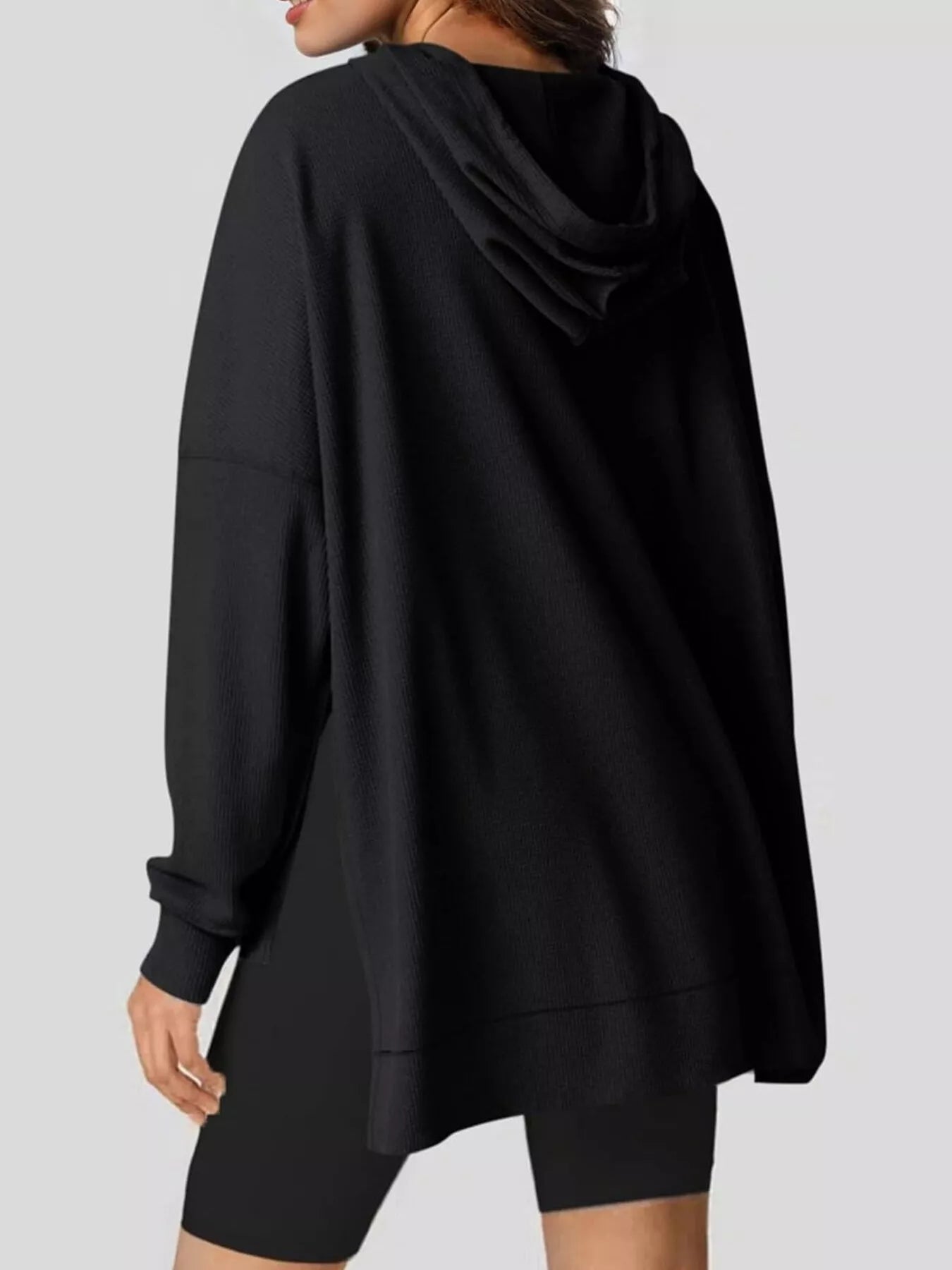 High-Low Hoodie with Kangaroo Pocket OutfitFlow