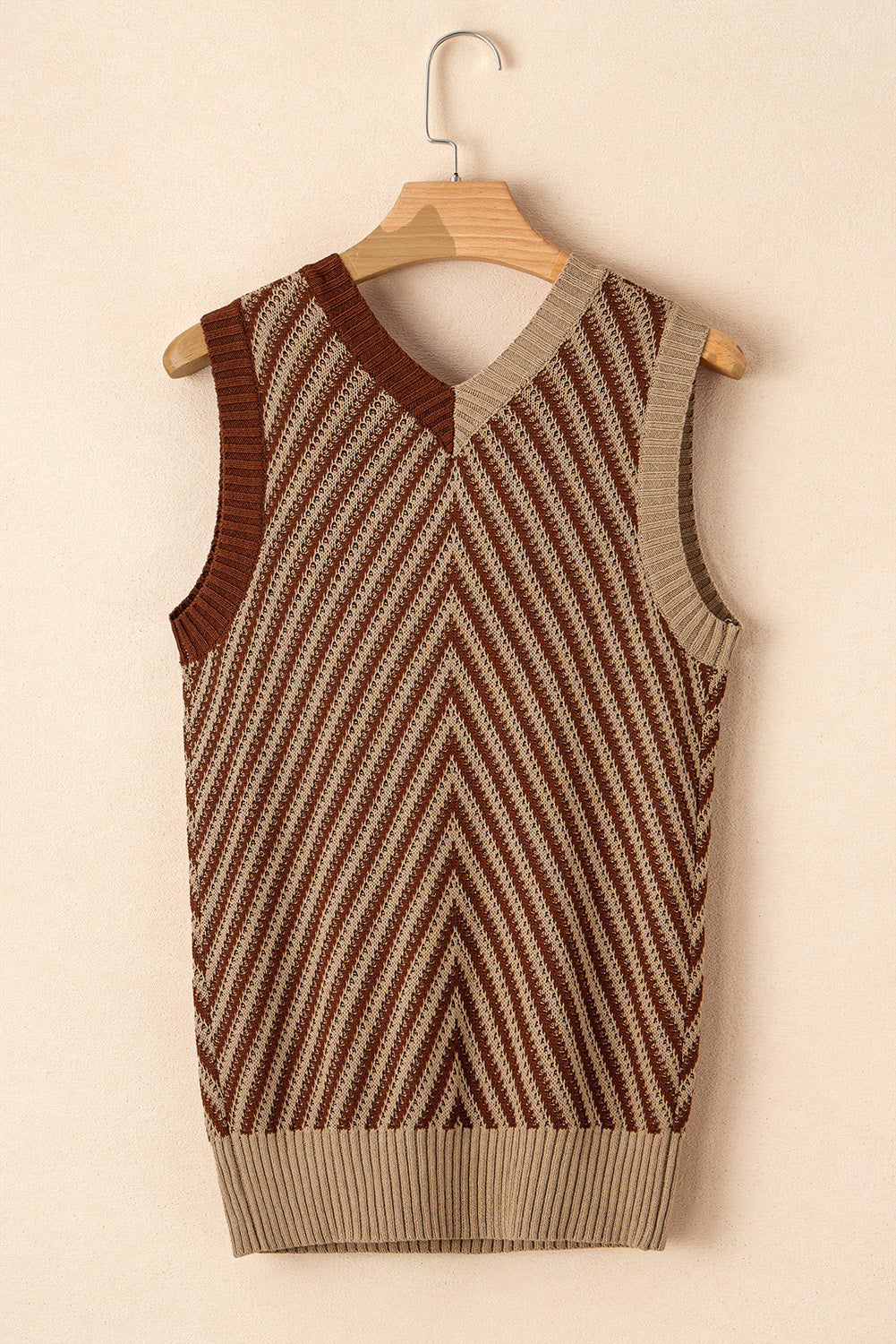 Outfit Flow - Striped Contrast V-Neck Sweater Vest