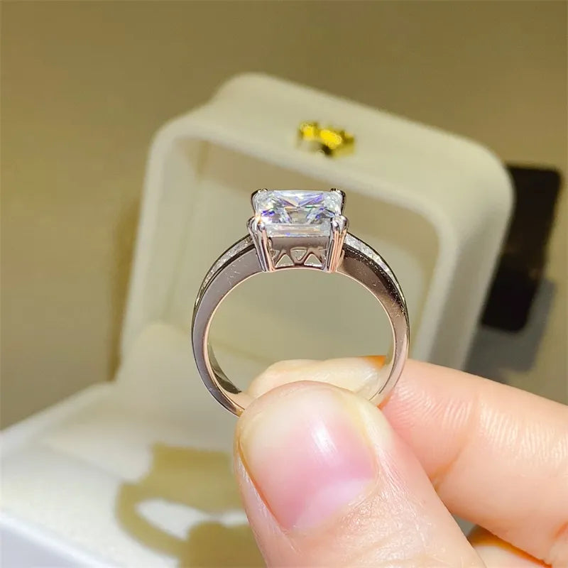 3 Carat Moissanite 925 Sterling Silver Square Shape Ring OutfitFlow
