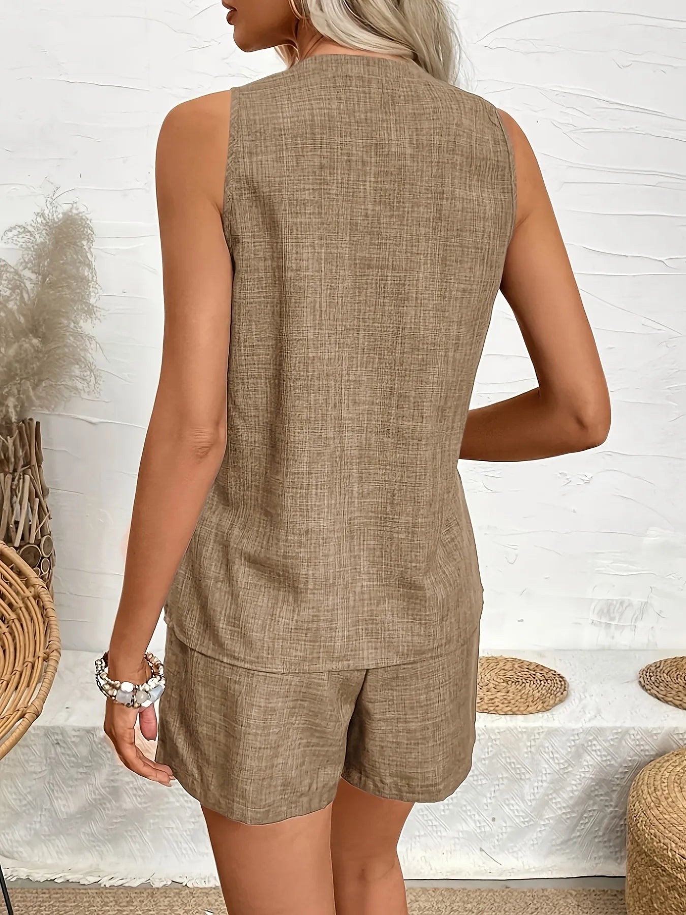 Notched Tank and Shorts Set OutfitFlow