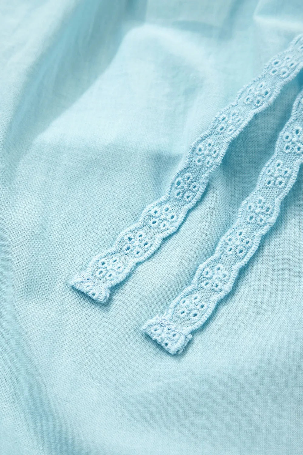 Eyelet Lace Trim Puff Sleeve Blouse OutfitFlow