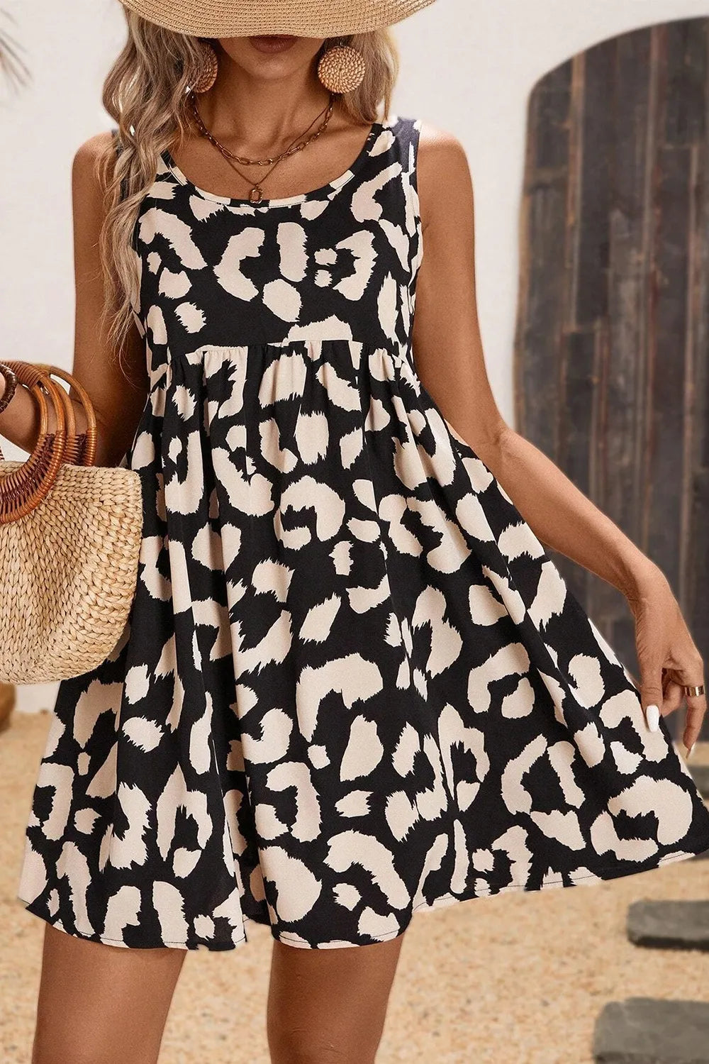 Leopard Print Sleeveless Summer Mini Dress OutfitFlow