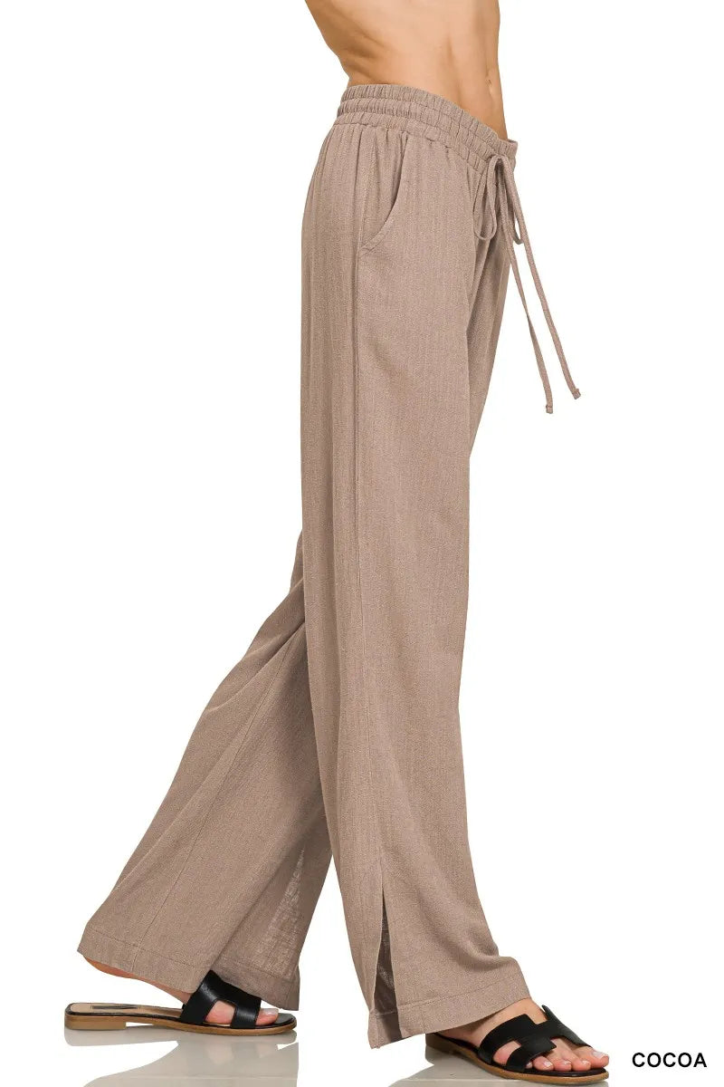 Zenana Linen Drawstring Pants OutfitFlow