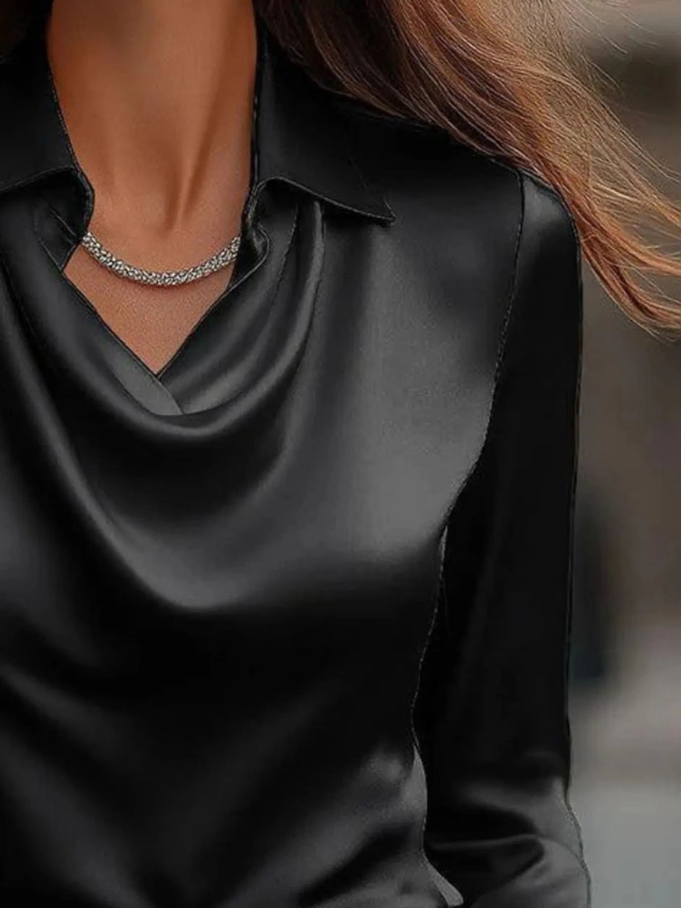 Full Size Collared Neck Long Sleeve Blouse Plus Size OutfitFlow