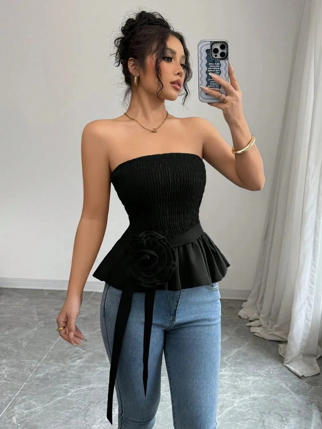 Flower Smocked Tube Top OutfitFlow