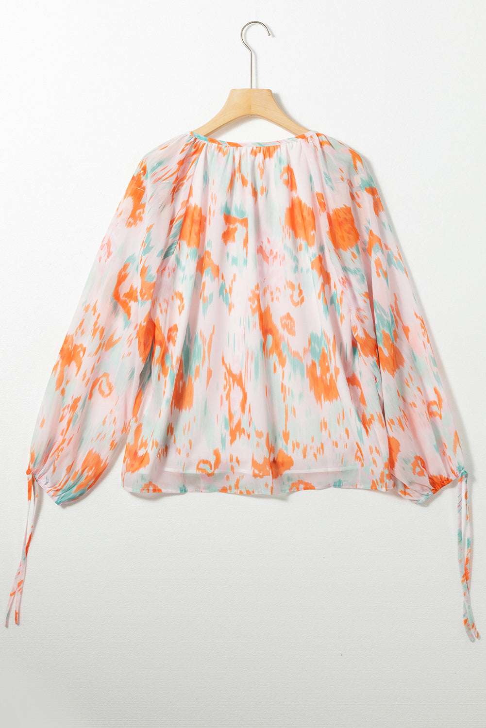 Outfit Flow - Printed Tie Neck Long Sleeve Blouse