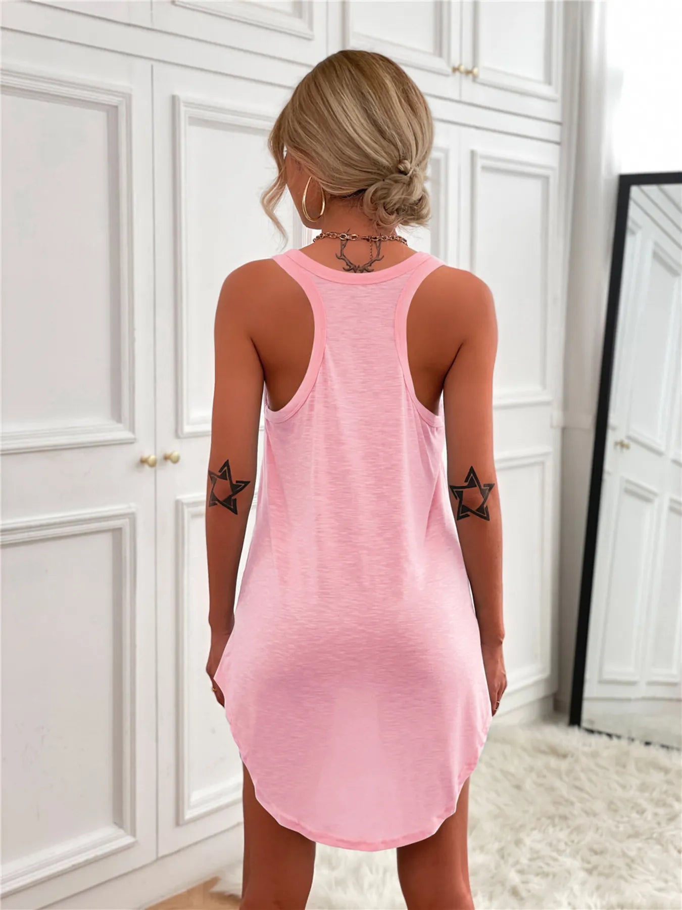 Casual Tank Mini Dress with Curved Hem OutfitFlow