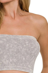 Zenana Washed Ribbed Seamless Tube Top OutfitFlow