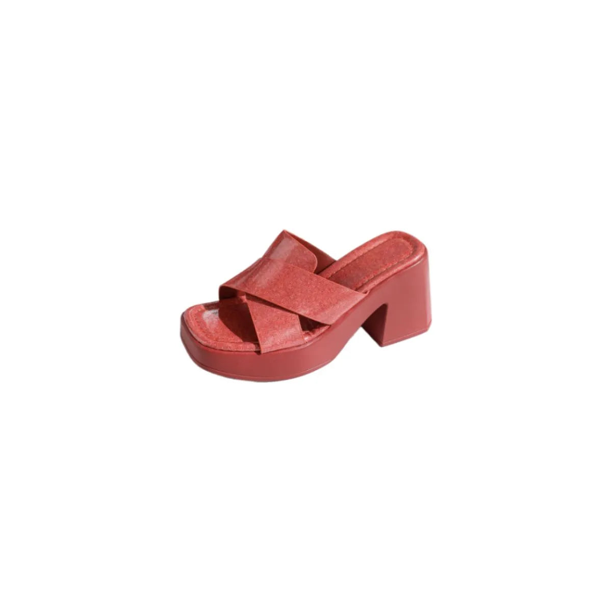 Open Toe Block Heels Sandals Red OutfitFlow