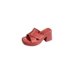 Open Toe Block Heels Sandals Red OutfitFlow