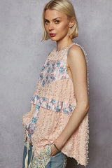 POL Floral Textured Round Neck Sleeveless Top OutfitFlow