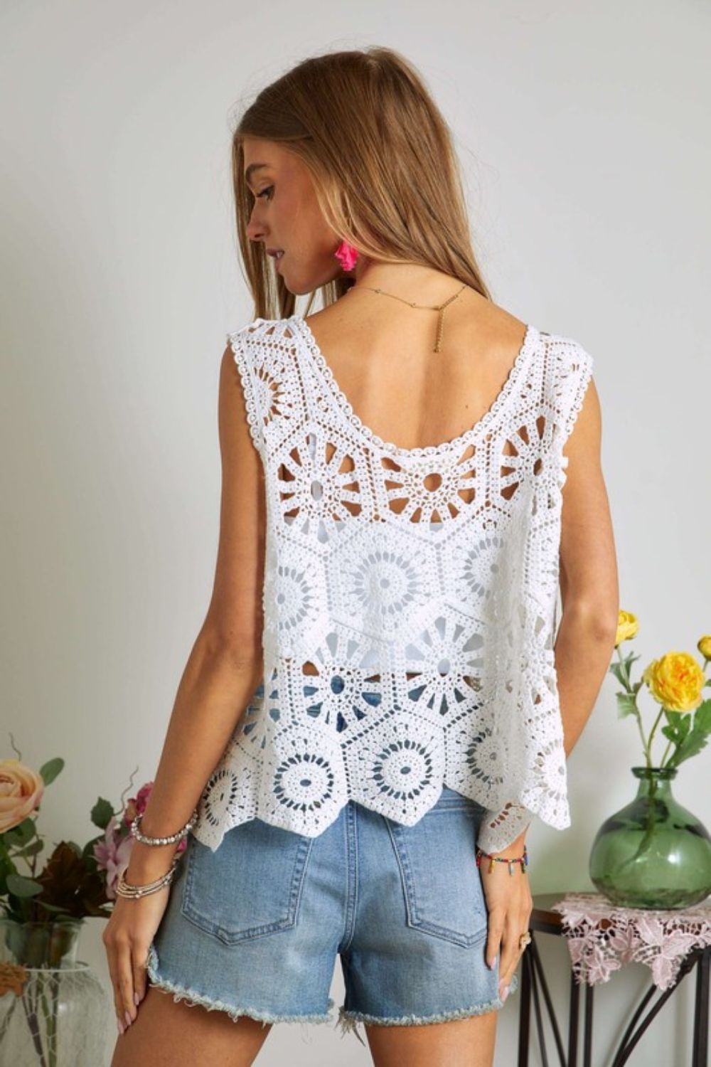 ADORA Crochet Wide Strap Knit Cover Up