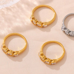 Stainless Steel Inlaid Zircon Ring OutfitFlow