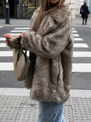 Long Sleeve Winter Faux Fur Outerwear OutfitFlow
