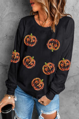 Pumpkin Dropped Shoulder Sweatshirt OutfitFlow