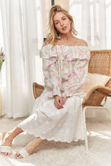 ADORA Ruffled Off Shoulder Floral Blouse OutfitFlow
