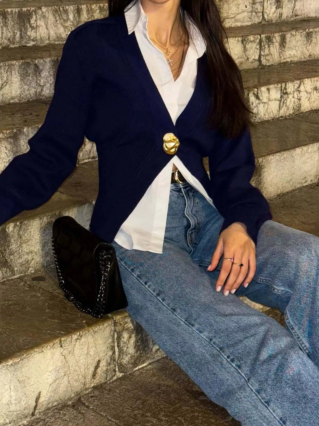 Single-Button Knit Cardigan OutfitFlow